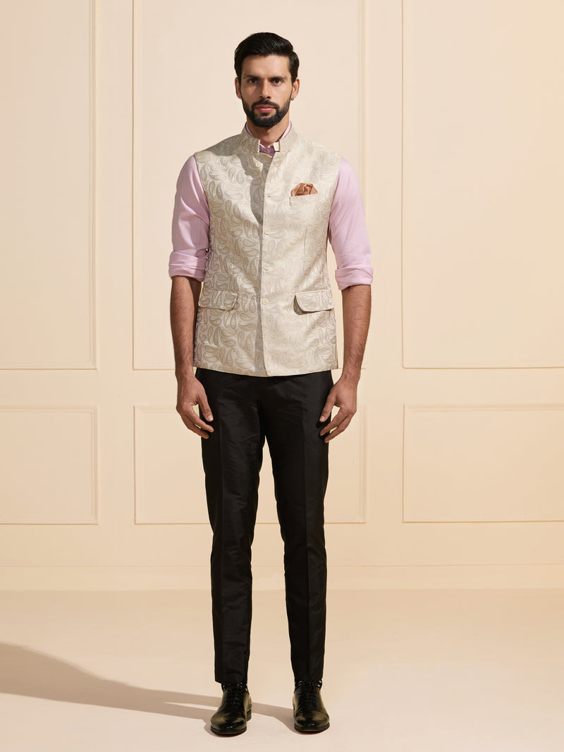 THE IVORY SERENADE: FLORAL WEAVES WAISTCOAT
