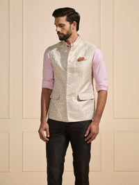 THE IVORY SERENADE: FLORAL WEAVES WAISTCOAT