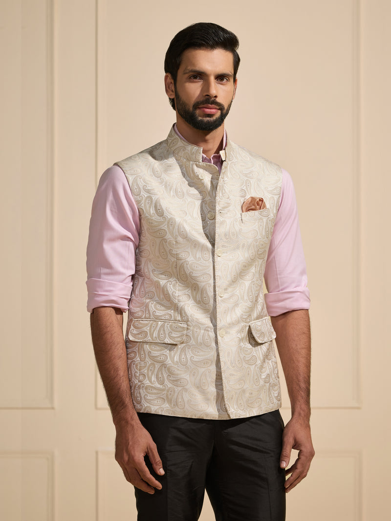 THE IVORY SERENADE: FLORAL WEAVES WAISTCOAT
