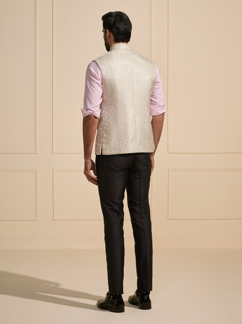 THE IVORY SERENADE: FLORAL WEAVES WAISTCOAT