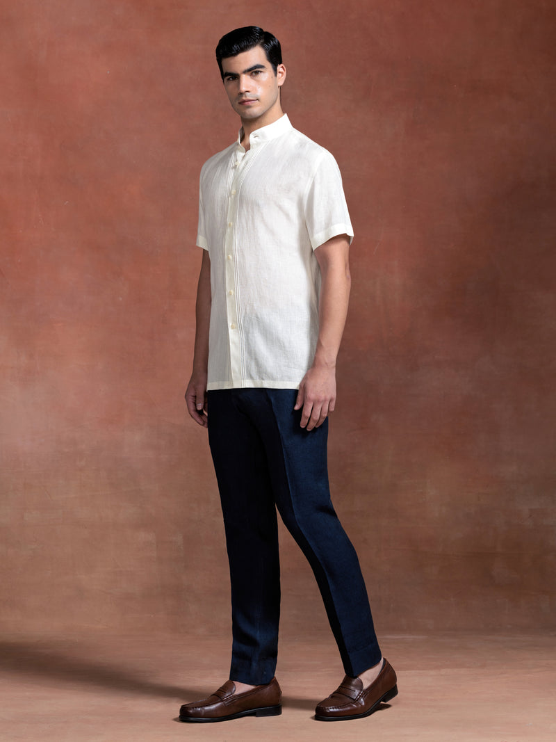 CREAM BAND COLLAR SHIRT