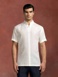 CREAM BAND COLLAR SHIRT