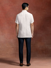 CREAM BAND COLLAR SHIRT