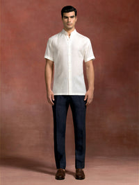 CREAM BAND COLLAR SHIRT