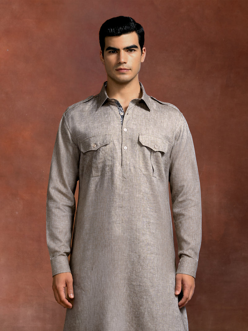 THE TAUPE PATHANI KURTA