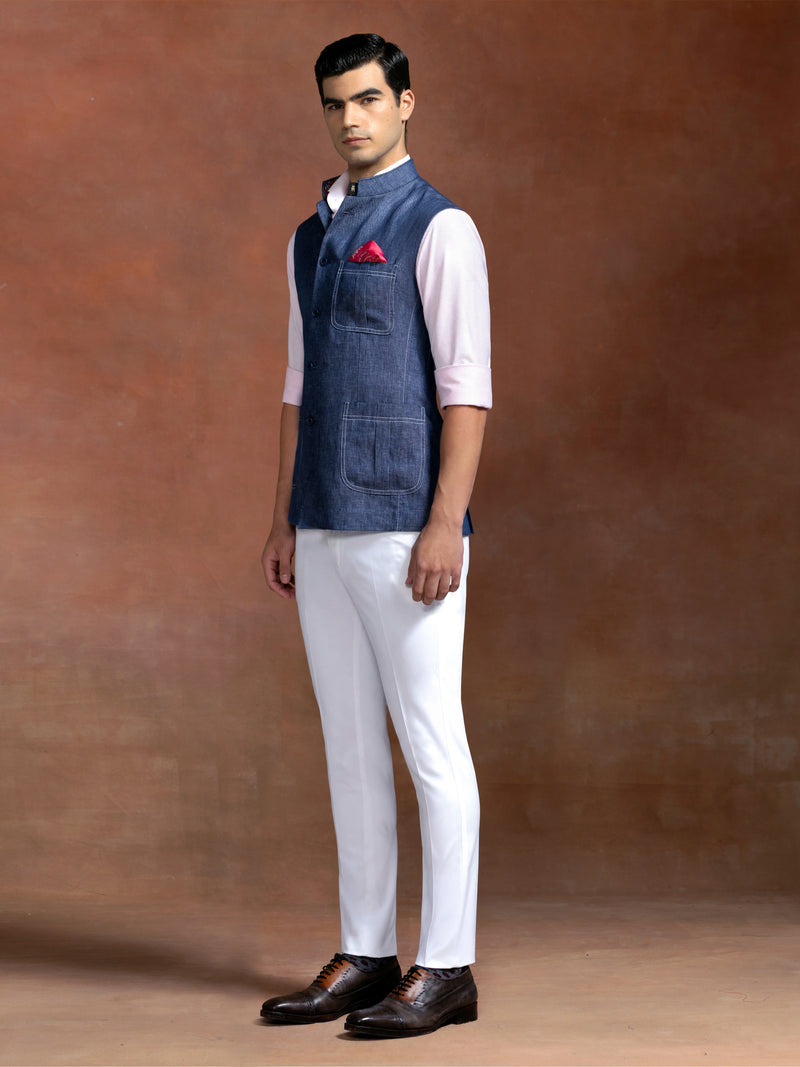 INDIGO LINEN VEST