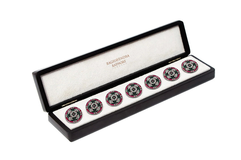 RUBY & EMERALD GEOMETRIC JEWEL BUTTON