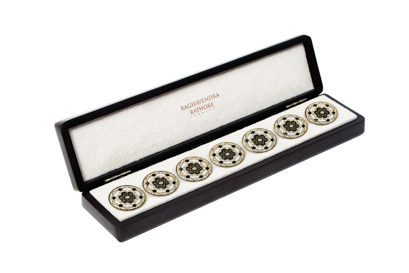 IVORY & ONYX FLORAL JEWEL BUTTON