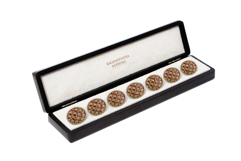 RUBY FLORAL LATTICE JEWEL BUTTON