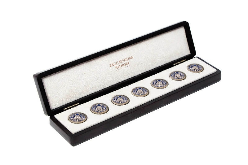 ROYAL BLUE PRICELESS FLORAL BUTTONS SET