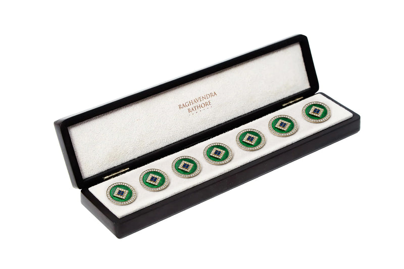 EMERALD & SAPPHIRE GEOMETRIC JEWEL BUTTON