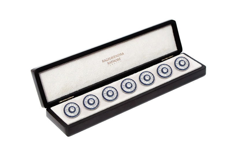 SAPPHIRE & CRYSTAL HALO JEWEL BUTTON