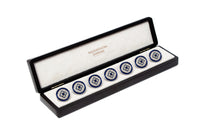 SAPPHIRE GEOMETRIC HALO JEWEL BUTTON