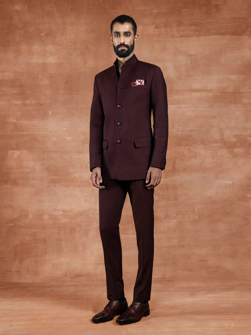 BORDEAUX BANDHGALA SUIT