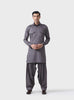 ELITE BESPOKE COMFORT GREY COTTON PATHANI SUIT WITH EPAULETTES