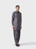 ELITE BESPOKE COMFORT GREY COTTON PATHANI SUIT WITH EPAULETTES