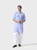 REGAL COMFORT LIGHT BLUE LINEN KURTA WITH PINTUCK DETAIL