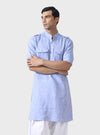 REGAL COMFORT LIGHT BLUE LINEN KURTA WITH PINTUCK DETAIL