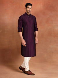 MAGENTA PINTUCK SILK KURTA