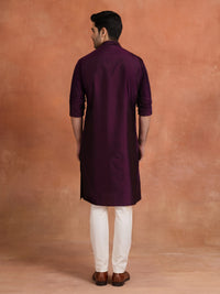 MAGENTA PINTUCK SILK KURTA