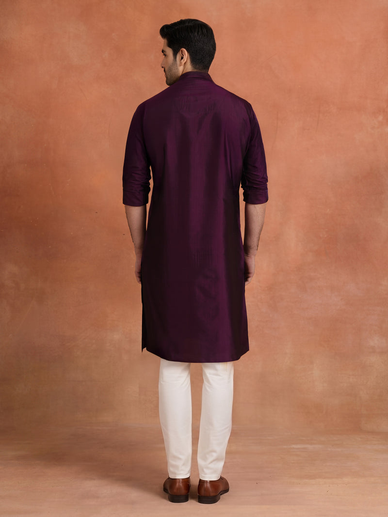 MAGENTA PINTUCK SILK KURTA