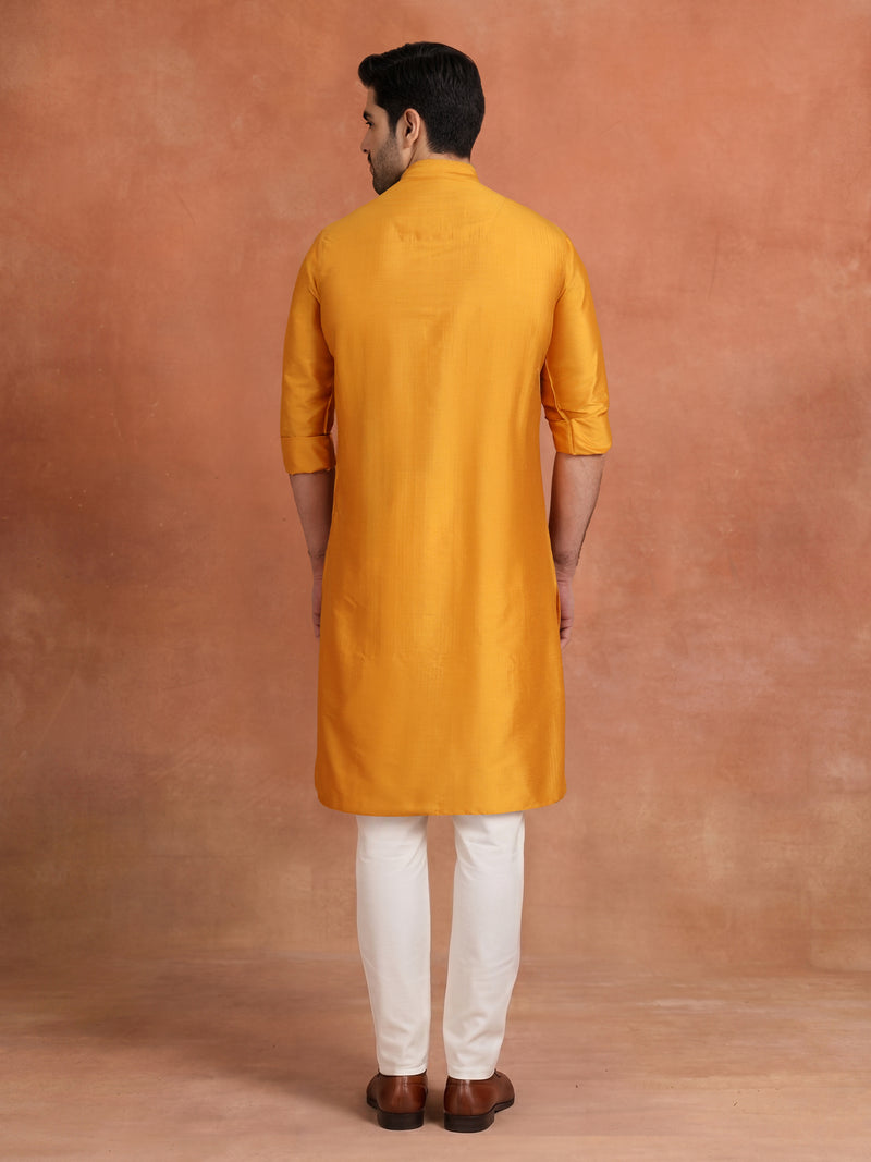 MARIGOLD PINTUCK SILK KURTA