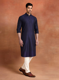 NAVY SILK CLASSIC KURTA