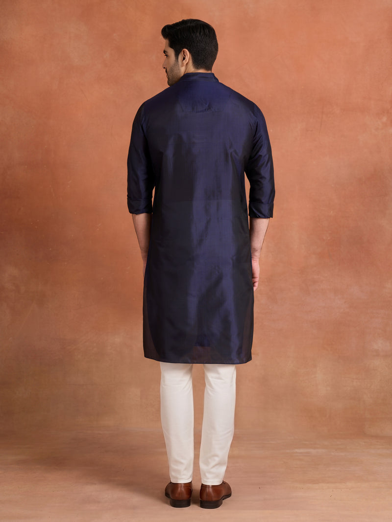 NAVY SILK CLASSIC KURTA