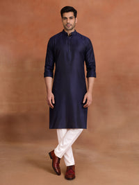 NAVY SILK CLASSIC KURTA