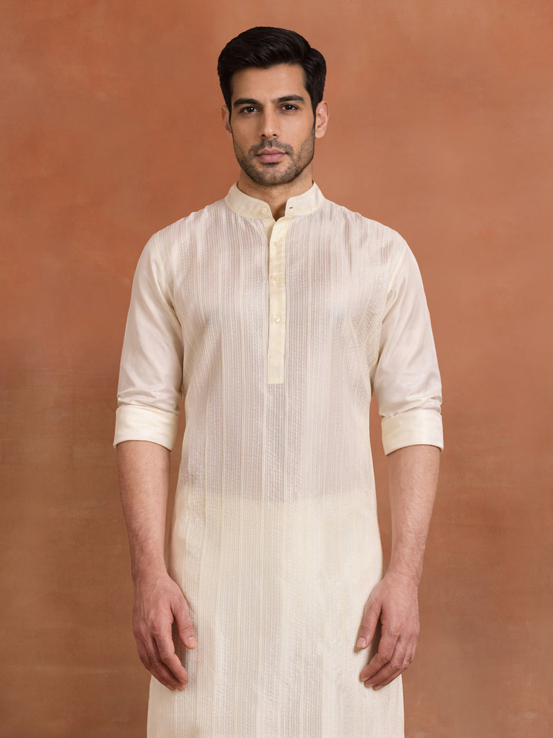 CRÈME SILK PINTUCK KURTA