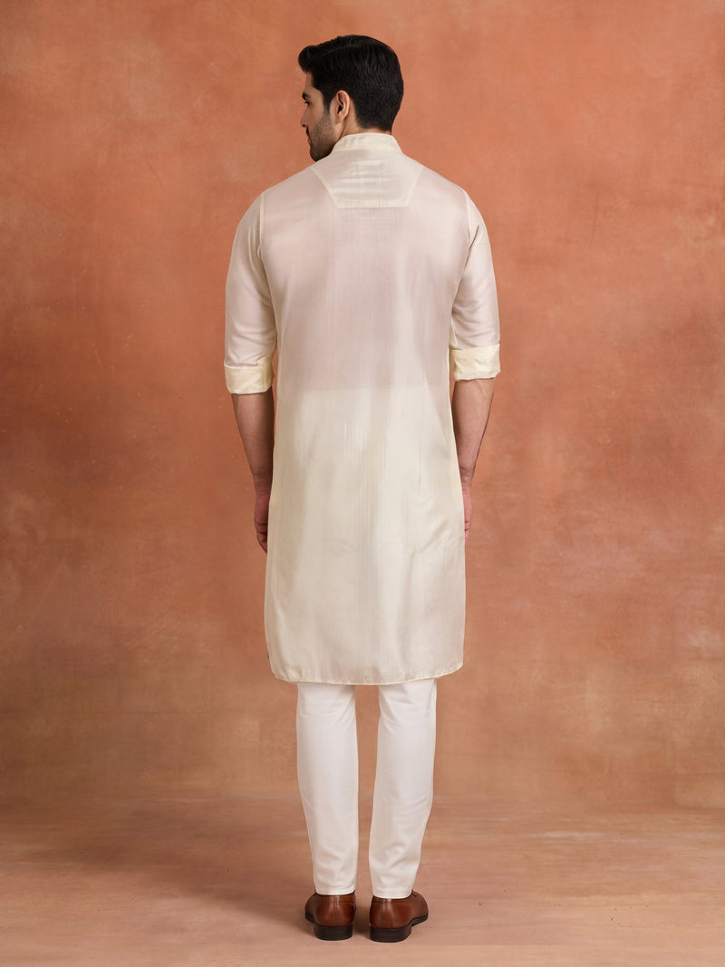 CRÈME SILK PINTUCK KURTA