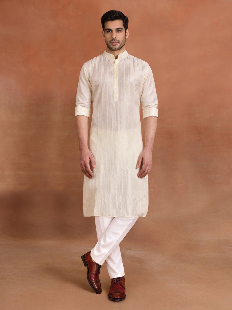 CRÈME SILK PINTUCK KURTA