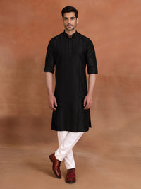 BLACK PINTUCK COTTON KURTA