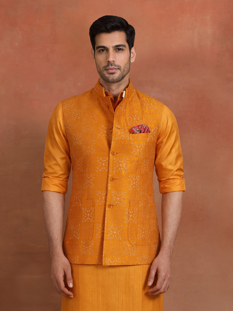 AMBER TEXTURED SILK WAISTCOAT