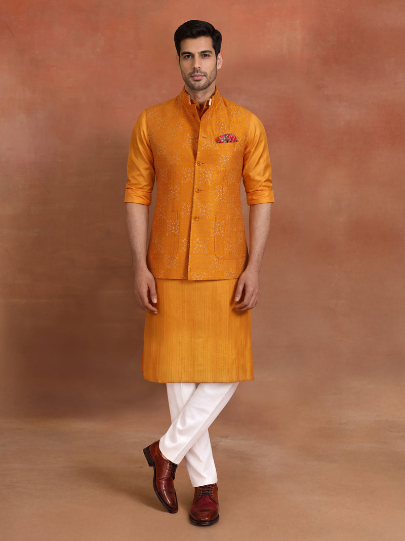 AMBER TEXTURED SILK WAISTCOAT