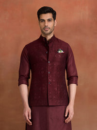 MERLOT EMBROIDERED WAISTCOAT