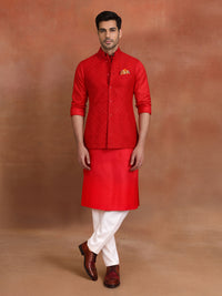 SCARLET SEQUIN EMBROIDERED WAISTCOAT