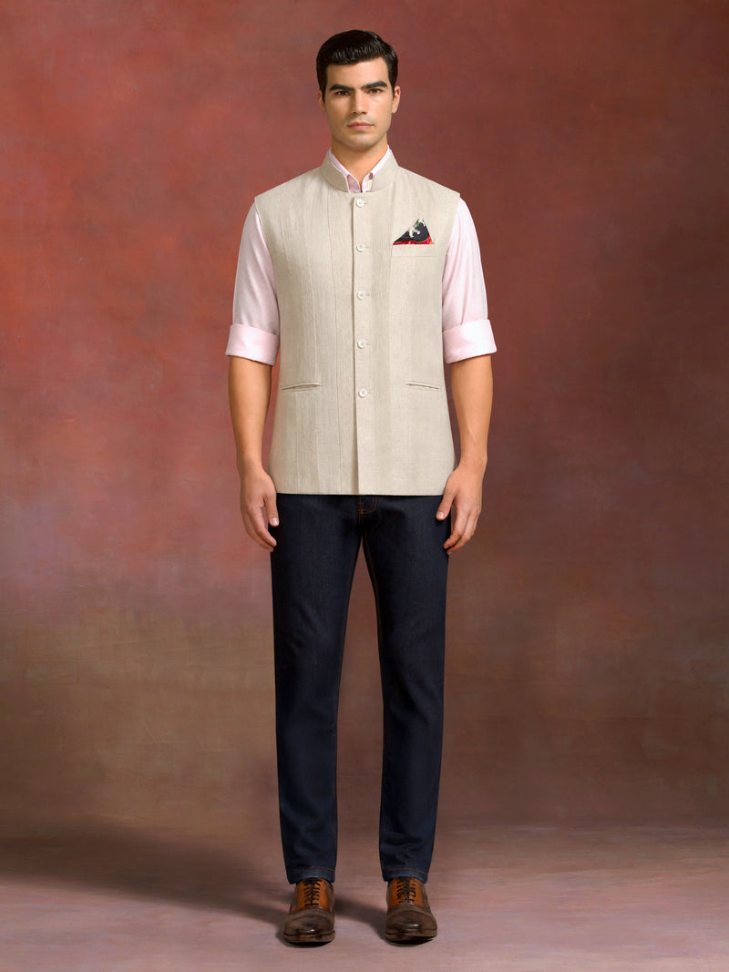THE TEXTURED LINEN WAISTCOAT