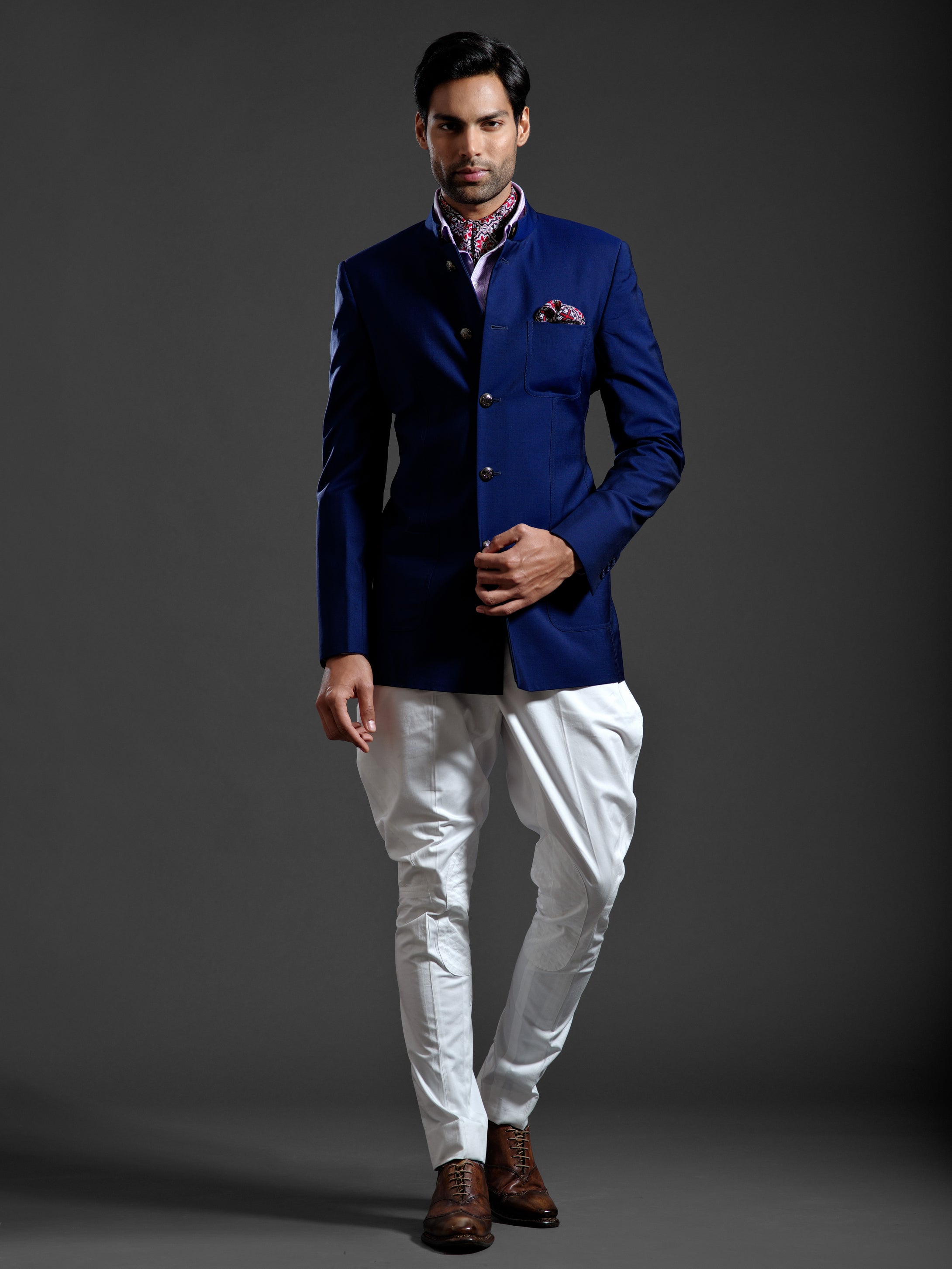 RAJASTHANI SAPPHIRE BANDHGALA JACKET - Main Image