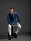 PATTERNED ROYAL BLUE BANDHGALA JACKET