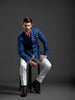 PATTERNED ROYAL BLUE BANDHGALA JACKET