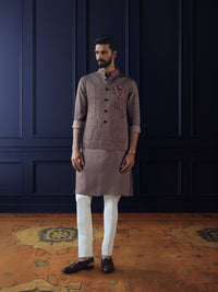 GREY GRID TEXTURED WAISTCOAT