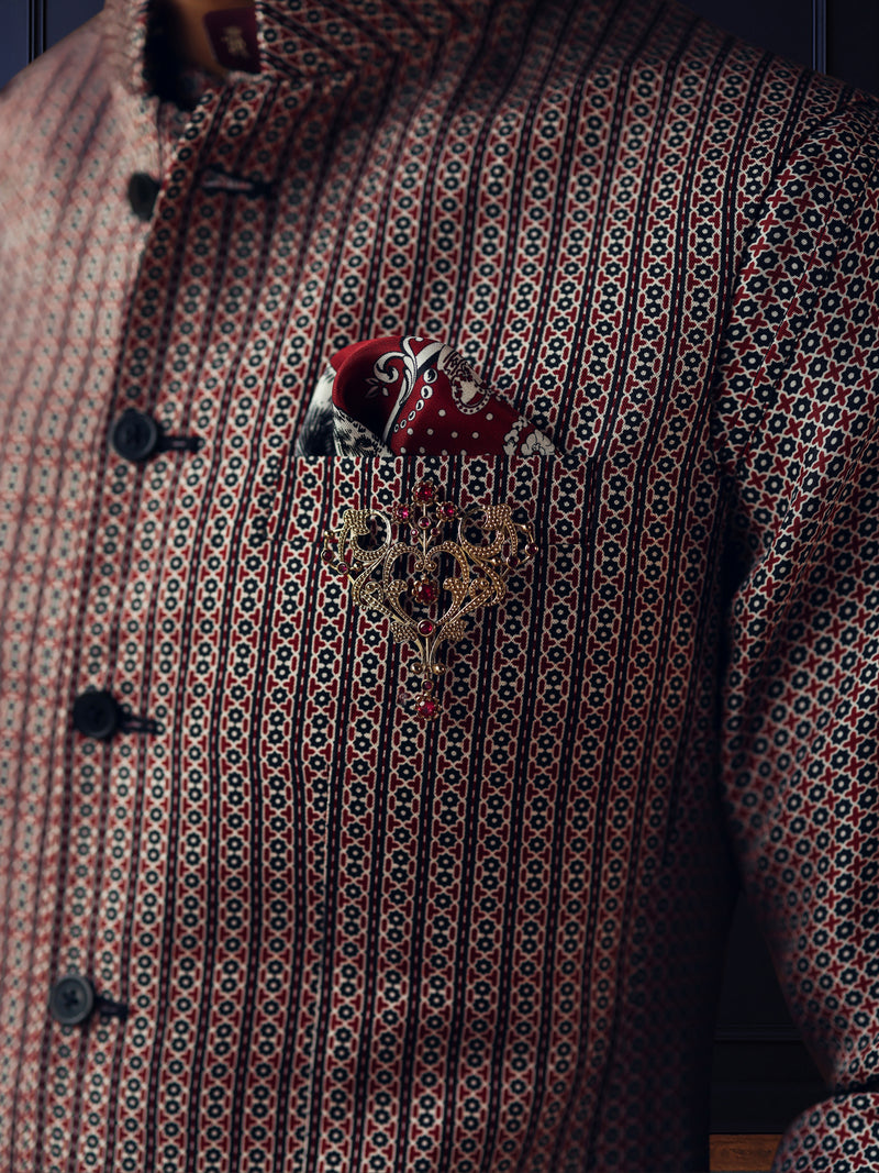 GREY GRID TEXTURED WAISTCOAT