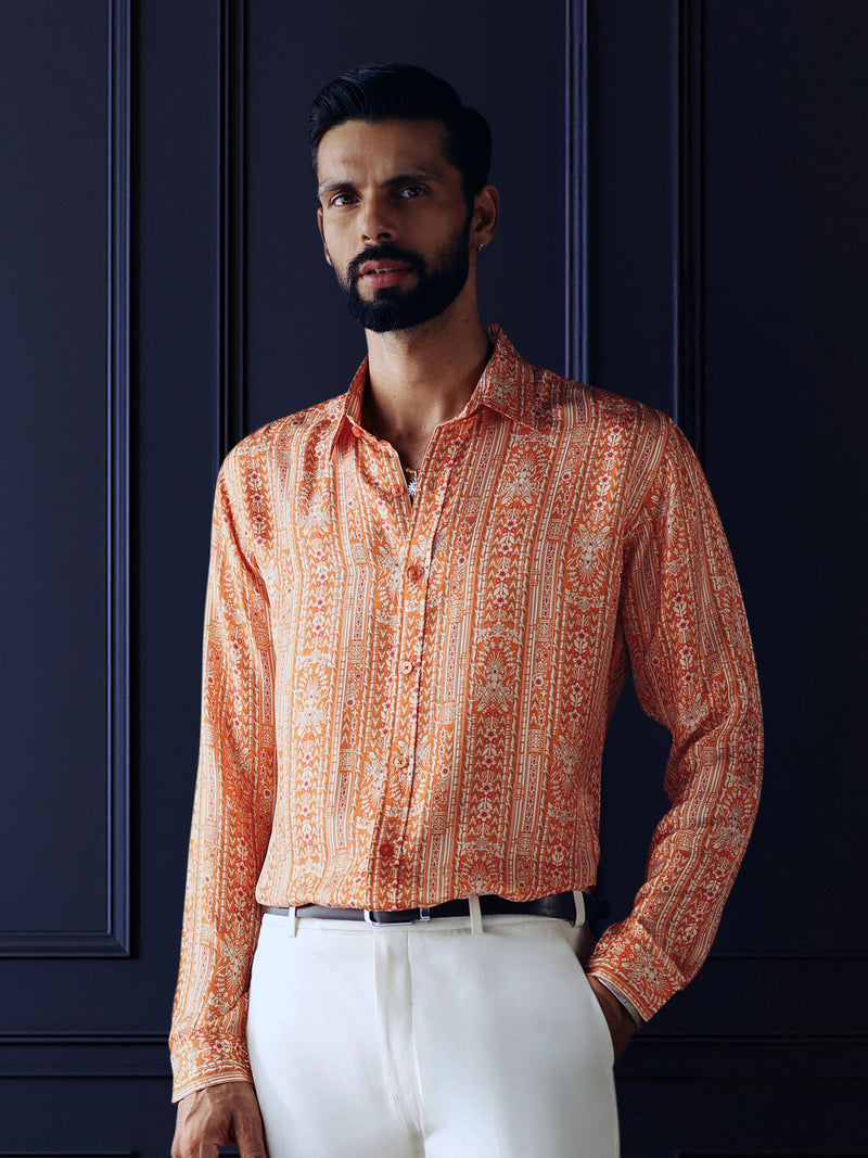 SAFFRON HERITAGE PRINTED SHIRT