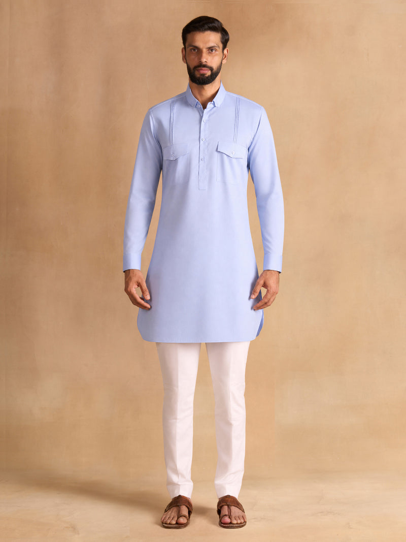 AZURE PATHANI KURTA