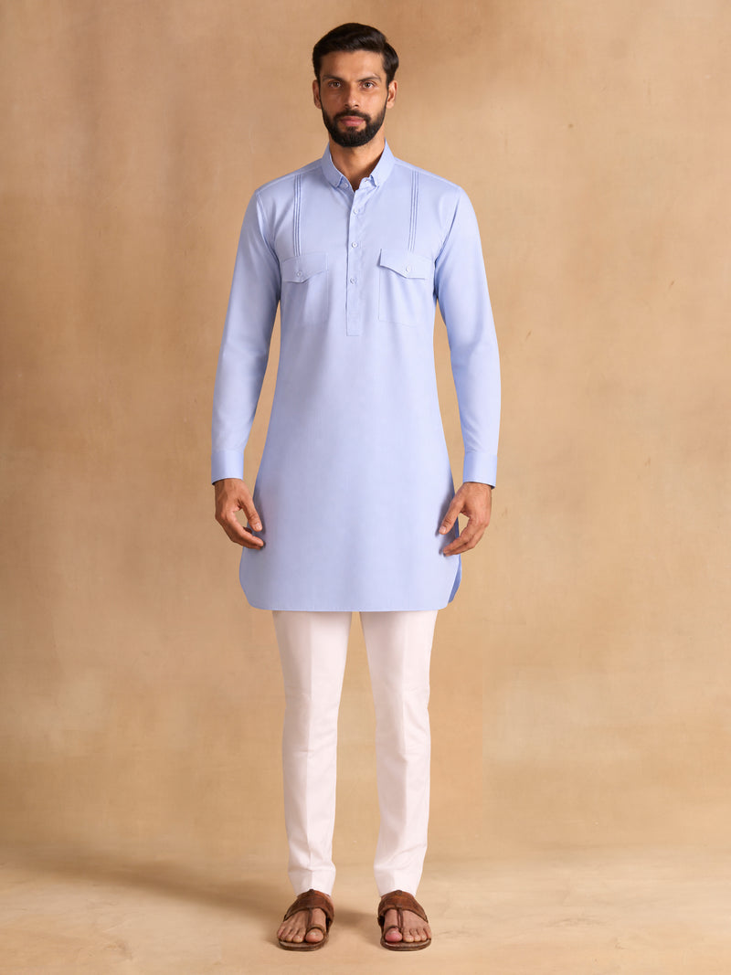 AZURE PATHANI KURTA