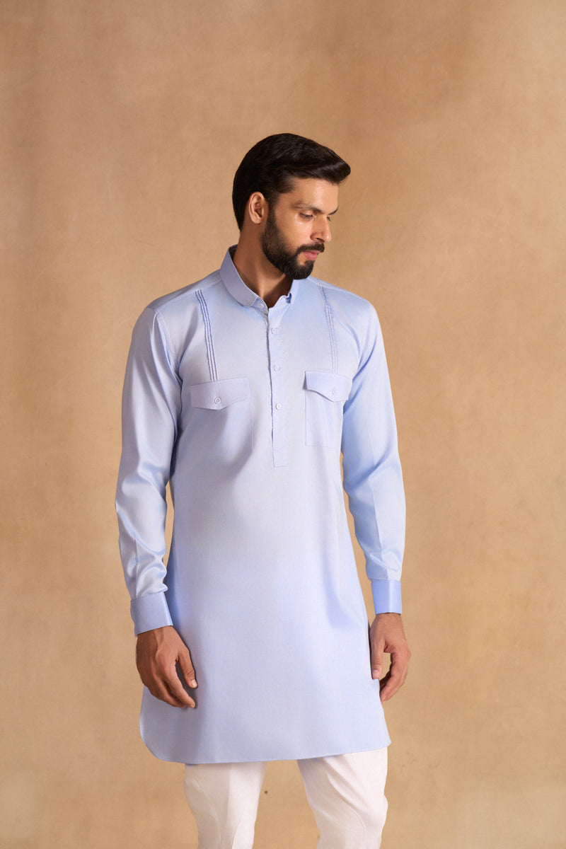 AZURE PATHANI KURTA