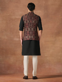 MAROON GRID WAISTCOAT