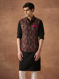 MAROON GRID WAISTCOAT