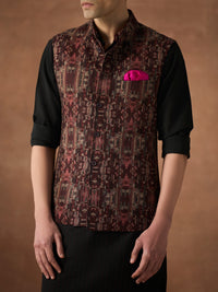 MAROON GRID WAISTCOAT